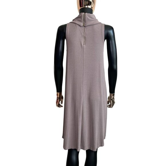 Umgee Taupe Cowl Neck Sleeveless A-Line Swing Dress - Size Small - Picture 3 of 10